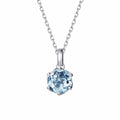 Genuine Aquamarine Solitaire Pendant Necklace