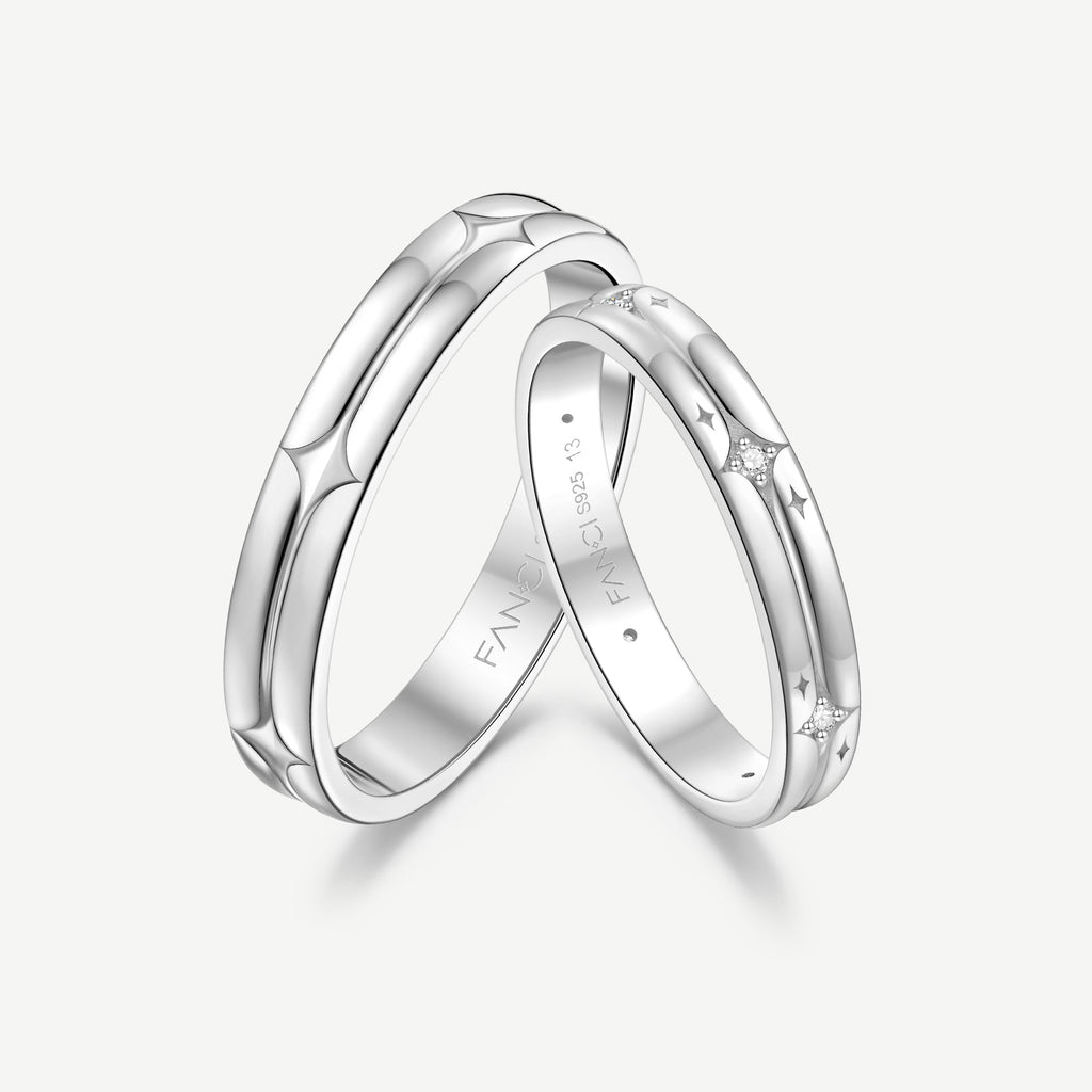 Starlit Melody Couples Promise Star Matching Rings