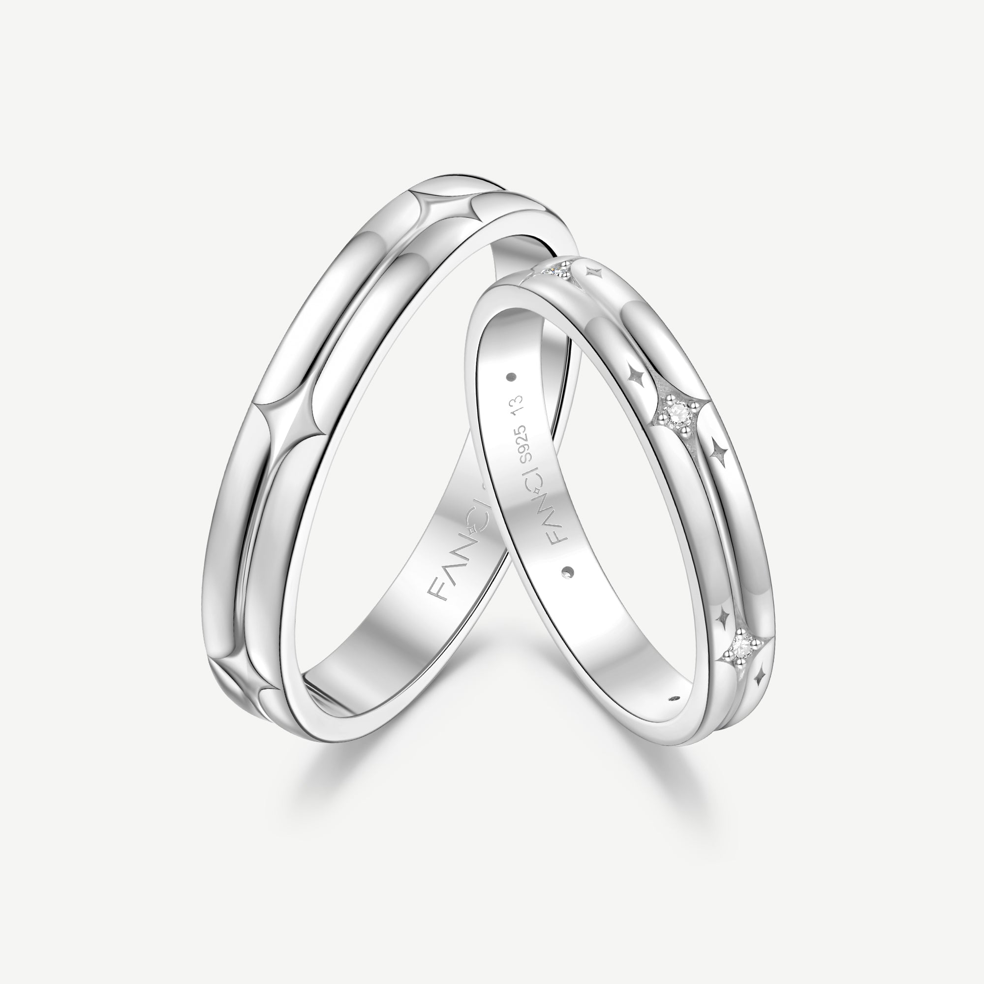 Starlit Melody Couples Promise Star Matching Rings