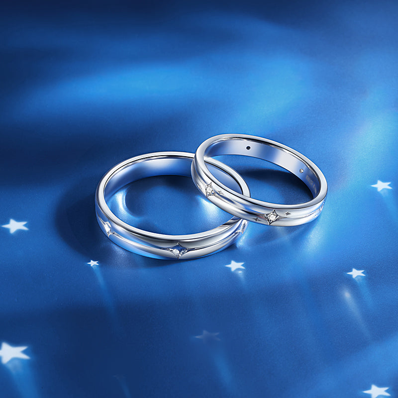 Starlit Melody Couples Promise Star Matching Rings