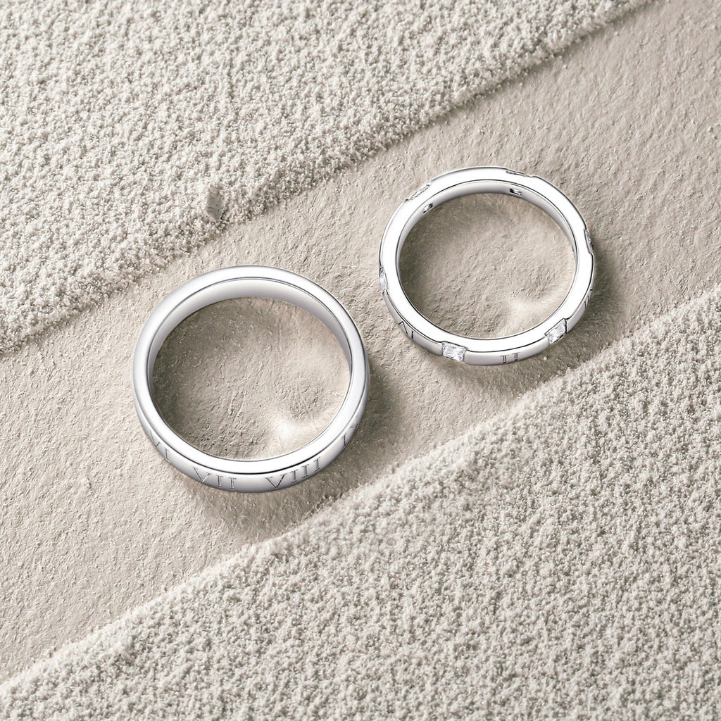 Roman Time Couples Promise Rings