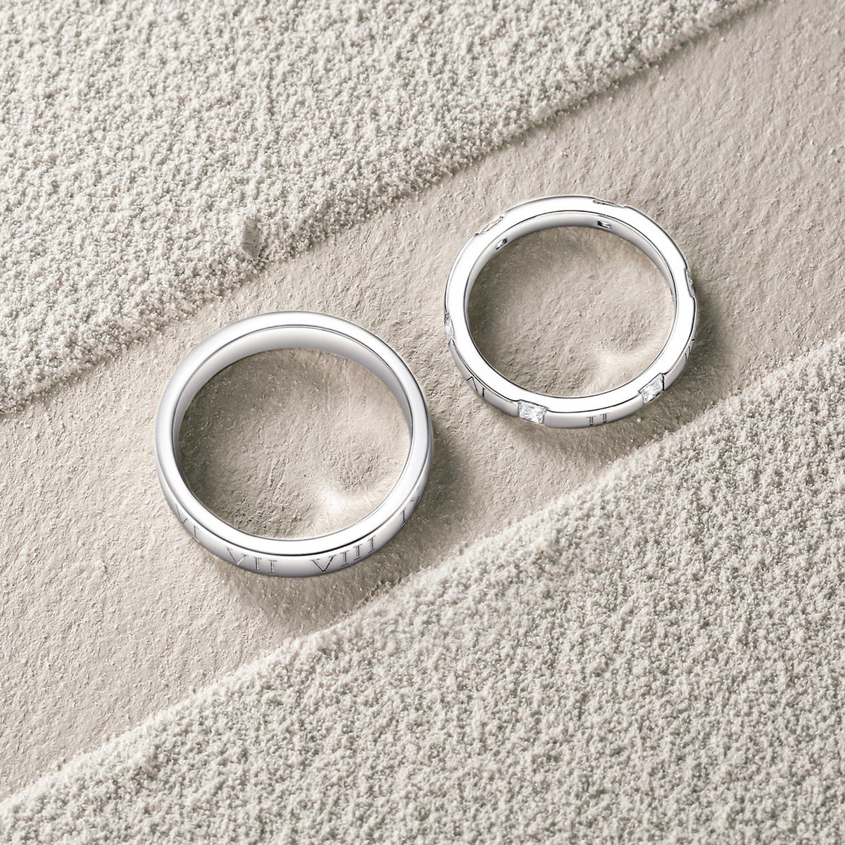 Roman Time Couples Promise Rings