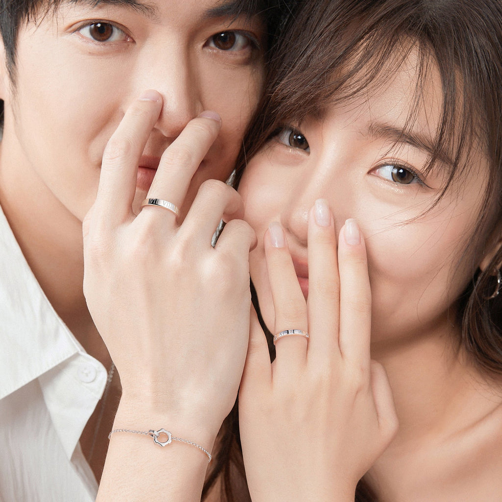 Roman Time Couples Promise Rings