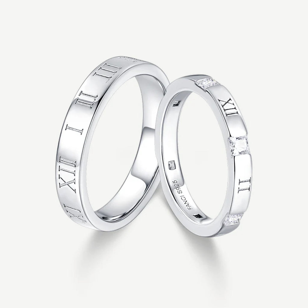 Roman Time Couples Promise Rings