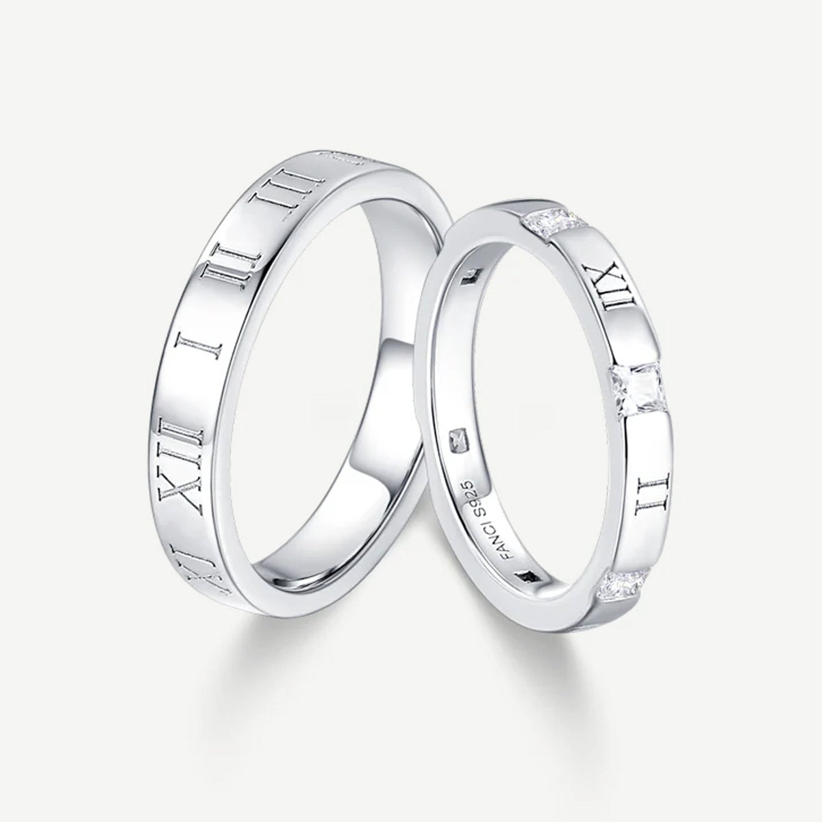 Roman Time Couples Promise Rings