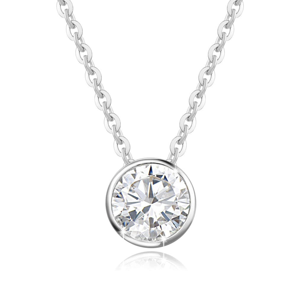 Moissanite Bezel Set Solitaire Pendant Necklace