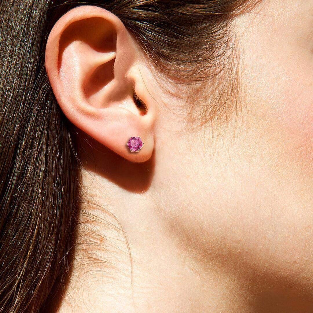 Pink Tourmaline Stud Earrings
