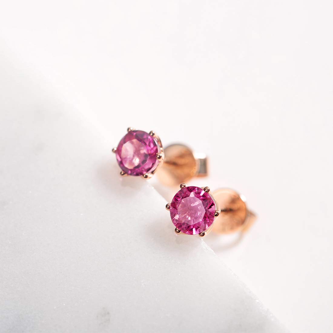 Pink Tourmaline Stud Earrings