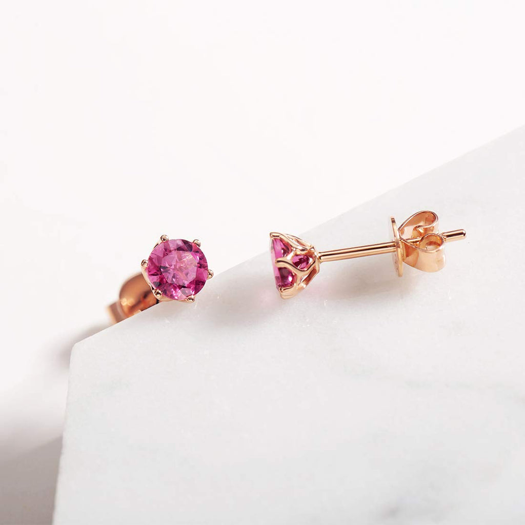 Pink Tourmaline Stud Earrings