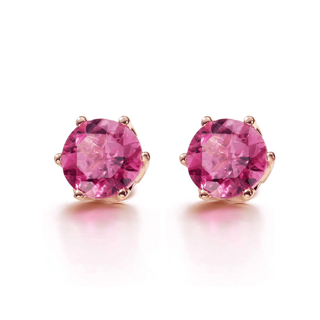 Pink Tourmaline Stud Earrings