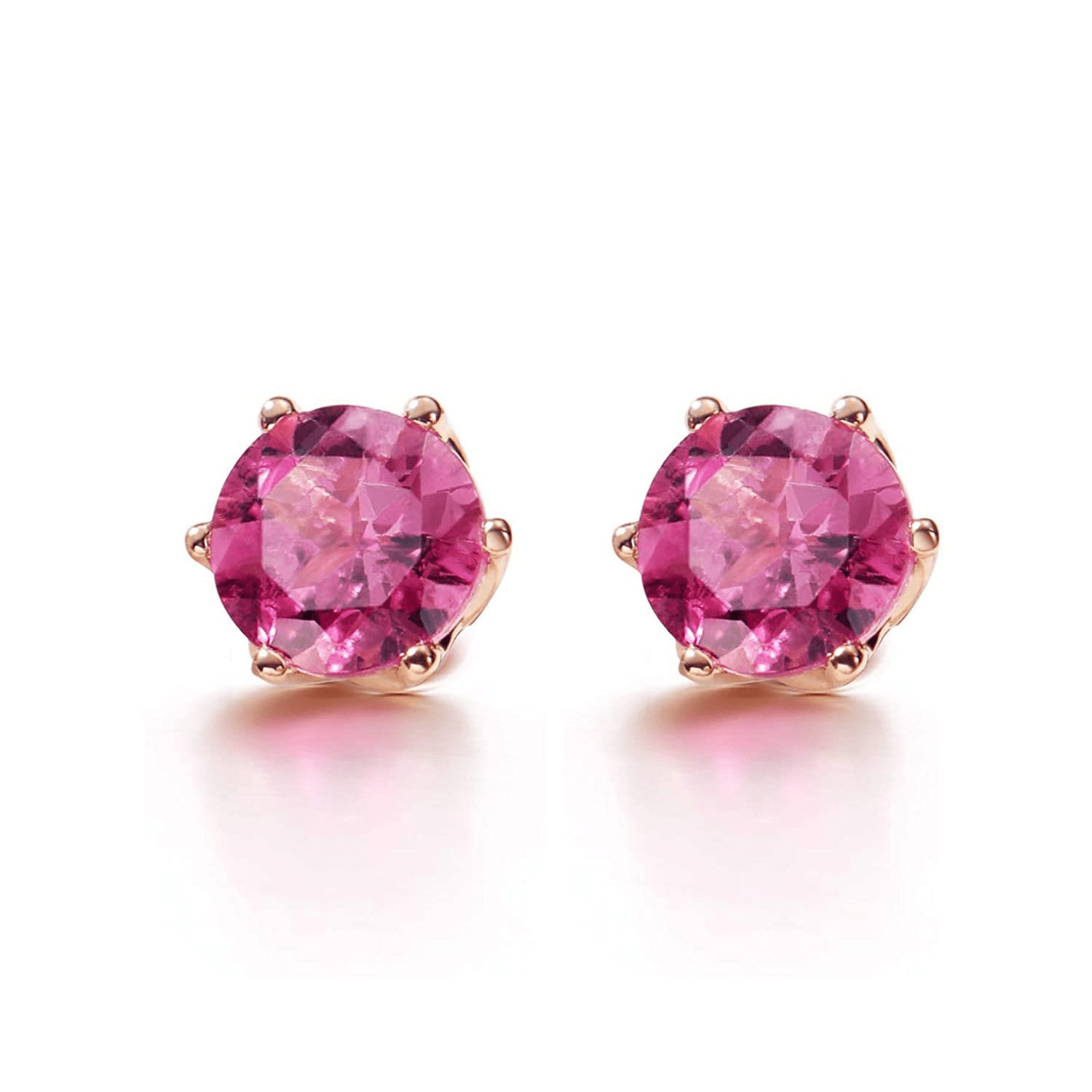 Pink Tourmaline Stud Earrings