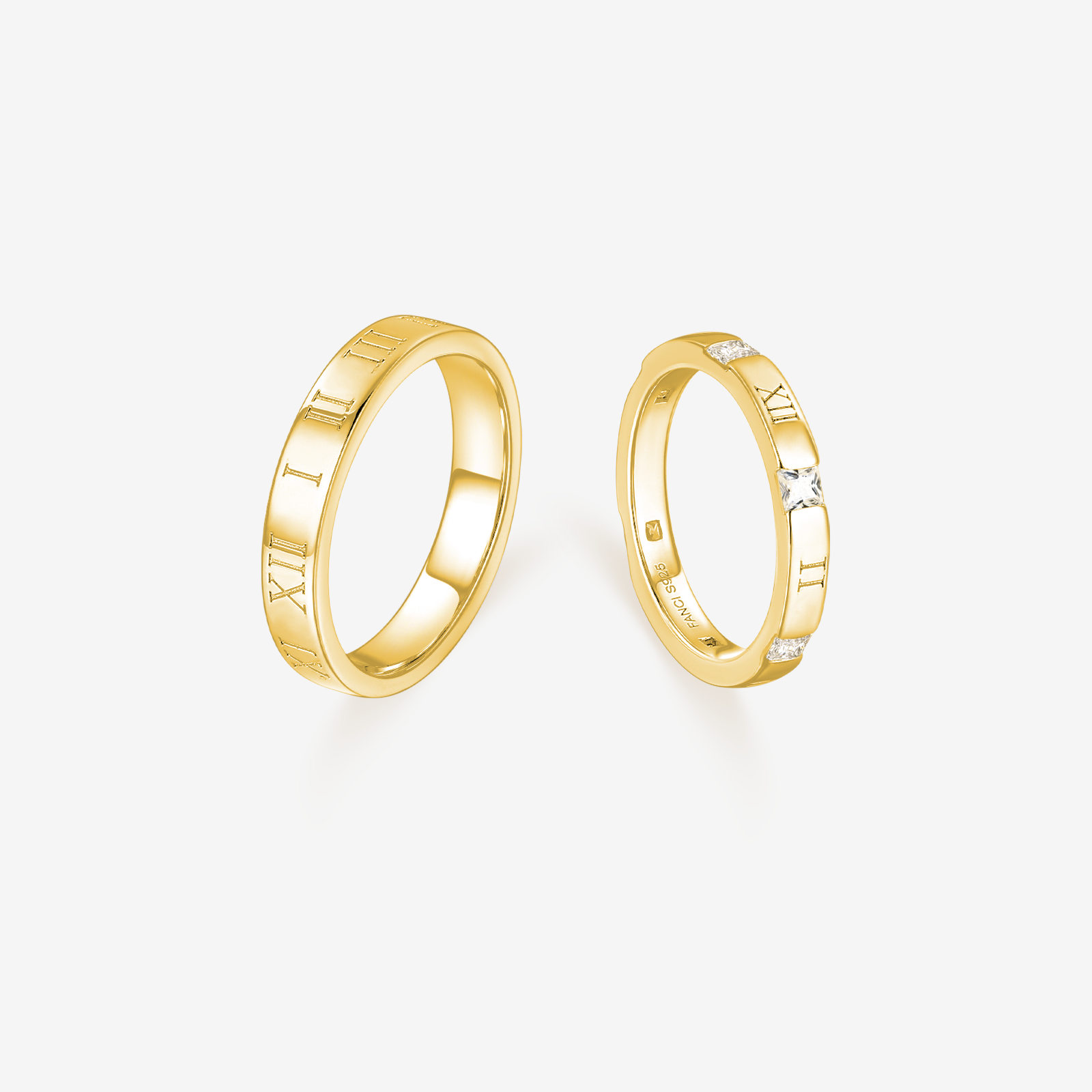 Roman Time Couples Promise Rings
